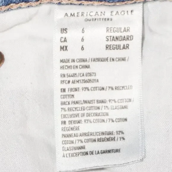 American Eagle Baggy Straight Jeans Women’s 6 Distressed High Rise Denim - Picture 6 of 9